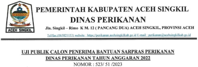 Daftar Penerima Bantuan Sarana Dan Prasarana Dari Dinas Perikanan Aceh Singkil 2023