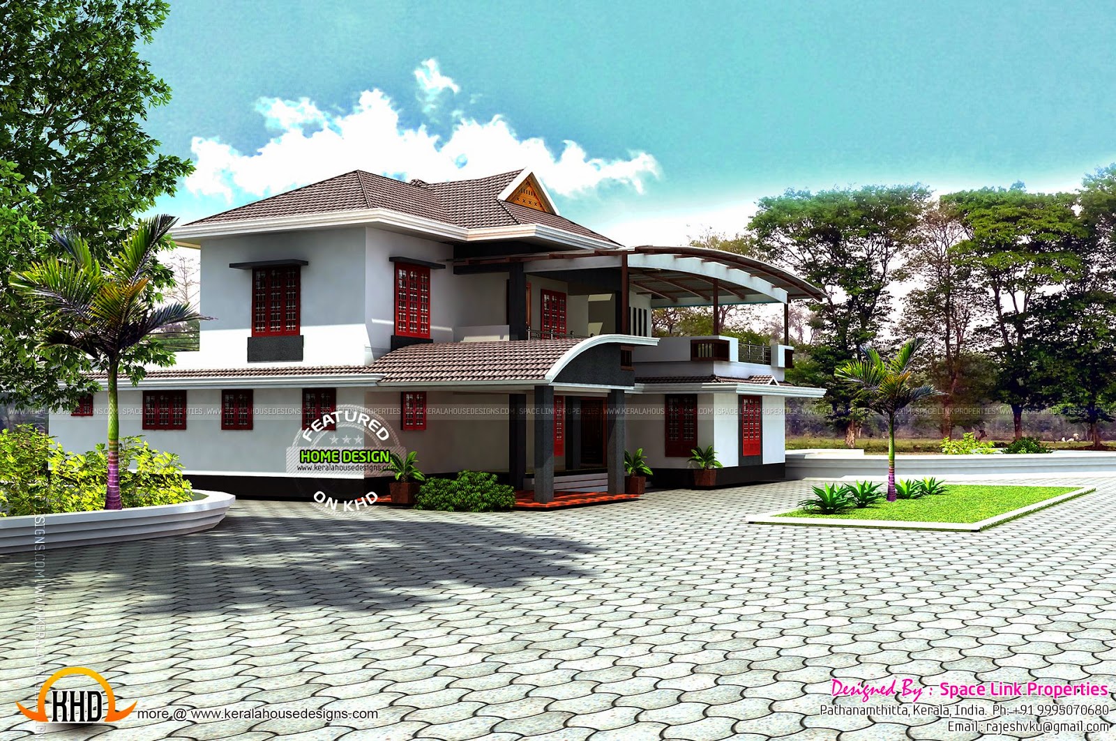 Elevation side and front view Kerala home design and 