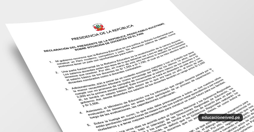 AGENDA PPK: Declaración del Presidente de la República, Pedro Pablo Kuczynski, sobre situación de docentes en el país (Huelga Magisterial)
