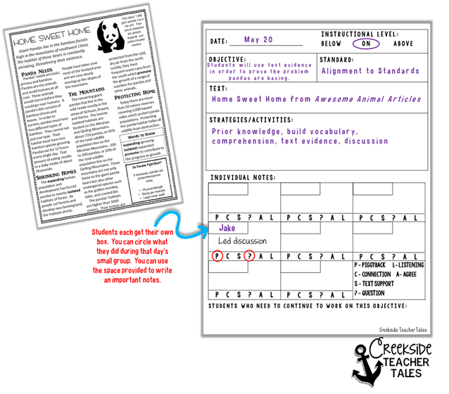 small group data form example