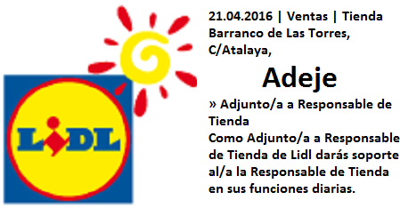 Lanzadera de Empleo Virtual Adeje, Oferta Lidl, Tenerife