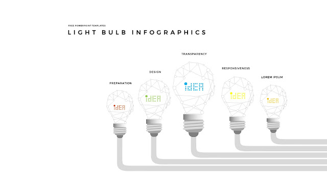 Infographic Free PowerPoint Templates with Light Bulb  Diagrams in White Background 