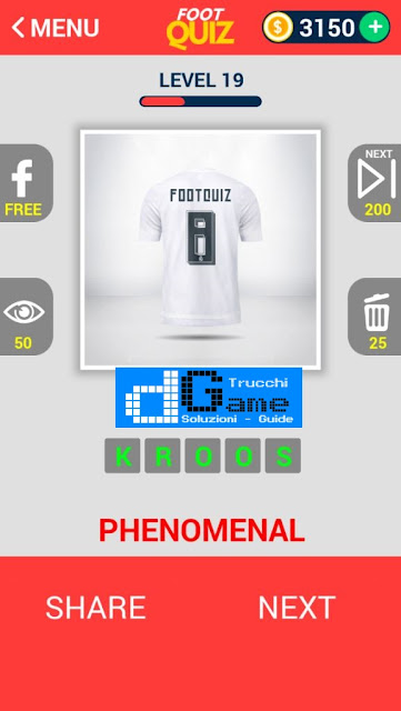 FootQuiz Calcio Quiz Football ( SHIRT) soluzione livello 11-20