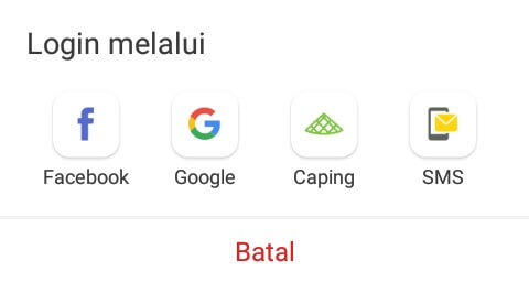 Anda masuk menggunakan Sosial media yang ada, membuat akun dengan Email, ataupun masuk menggunakan Nomor Handphone.