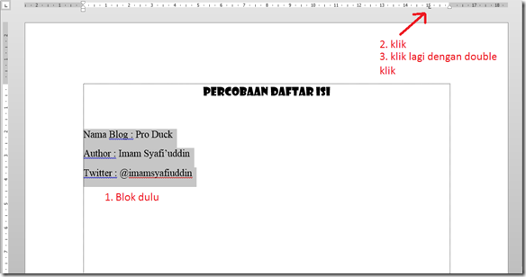 percobaan daftar isi