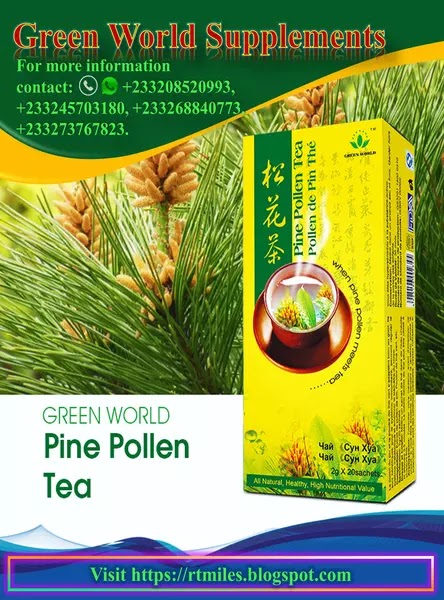 Pine pollen in Green World Pine Pollen Tea contains rich amounts of proteins, rutina and flavones.