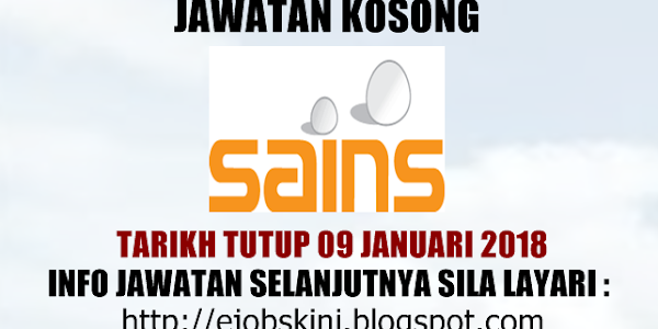 Jawatan Kosong Syarikat Air Negeri Sembilan (SAINS) - 09 Januari 2018