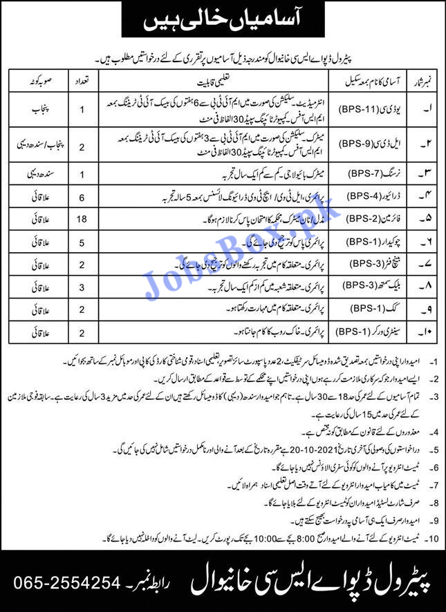 Pak Army Petrol Depot ASC Khanewal Jobs 2021 in Pakistan