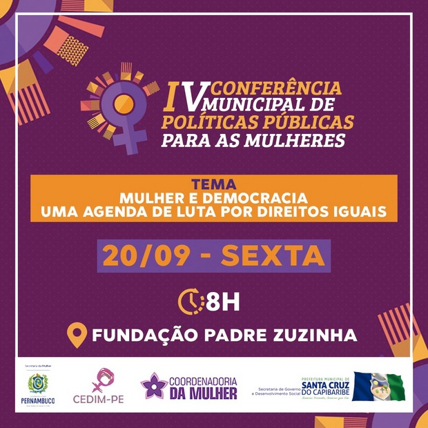 IV Conferência Municipal de Políticas Públicas para Mulheres será realizada em Santa Cruz do Capibaribe