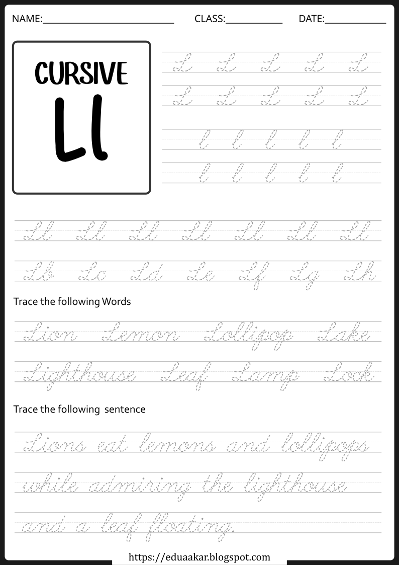 Cursive l Worksheet