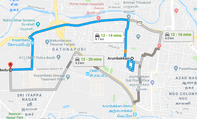 Arumbakkam to Koyambedu - Share Auto Routes - Chennai