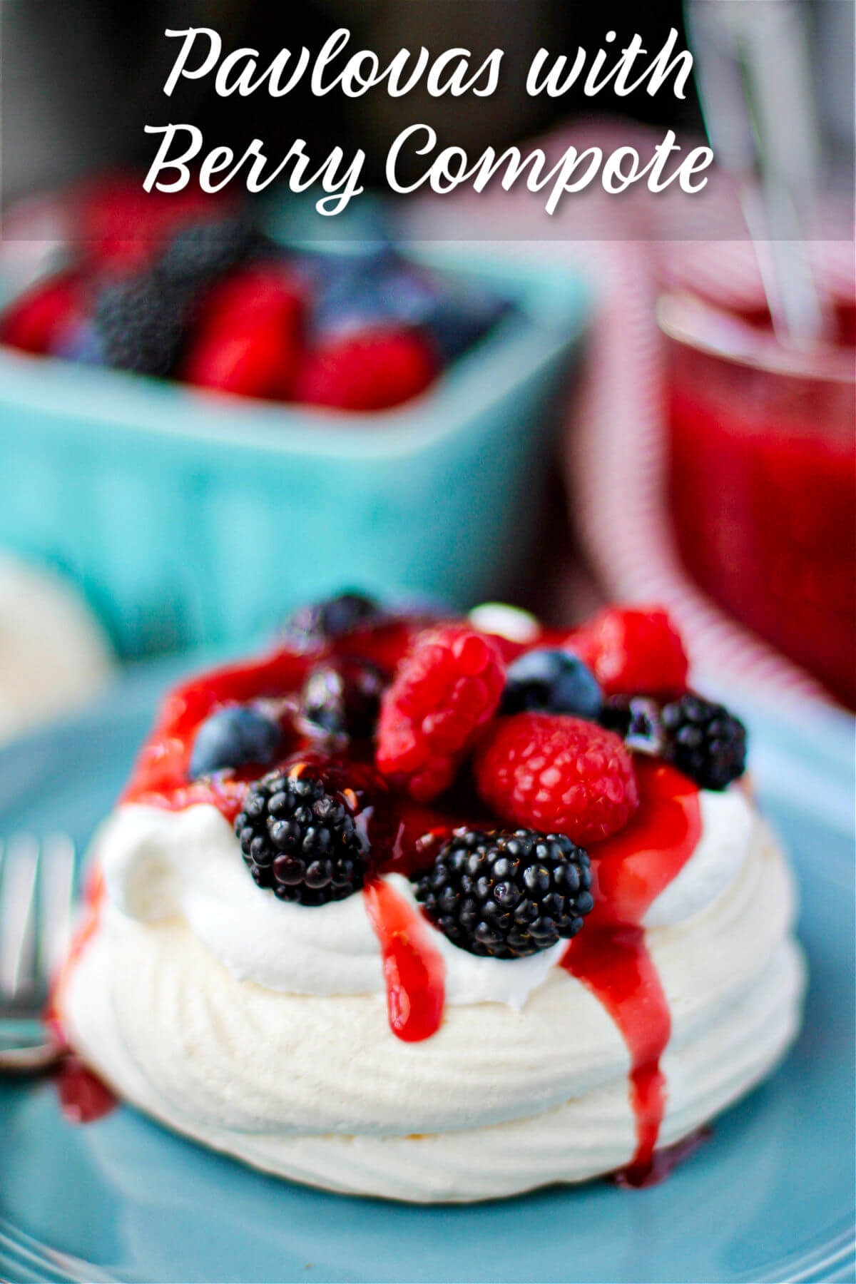 Pavlovas with Whipped Cream and Berry Compote