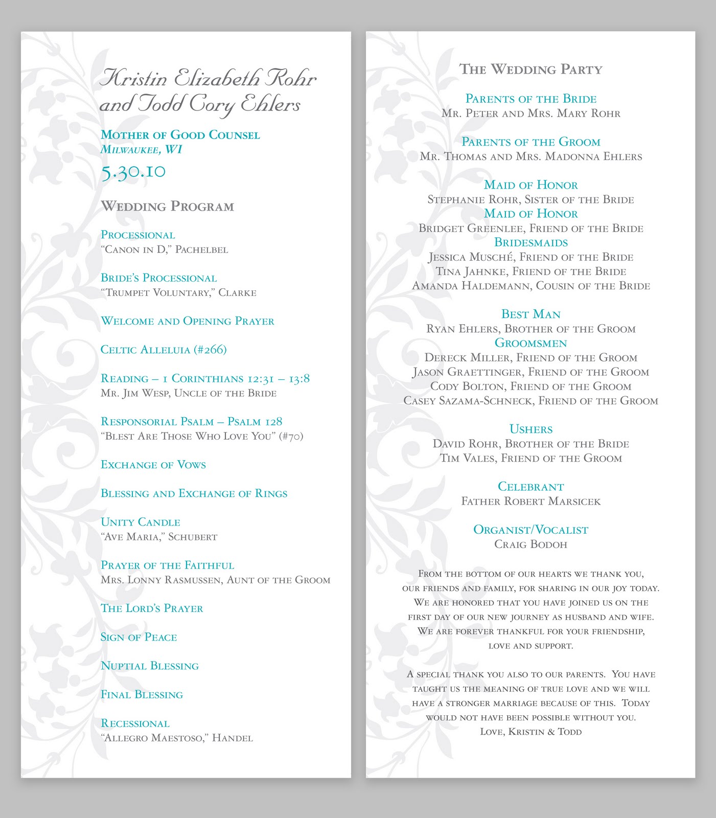 creative wedding programs