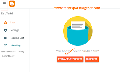 Delete Blogger Blog Permanently 3