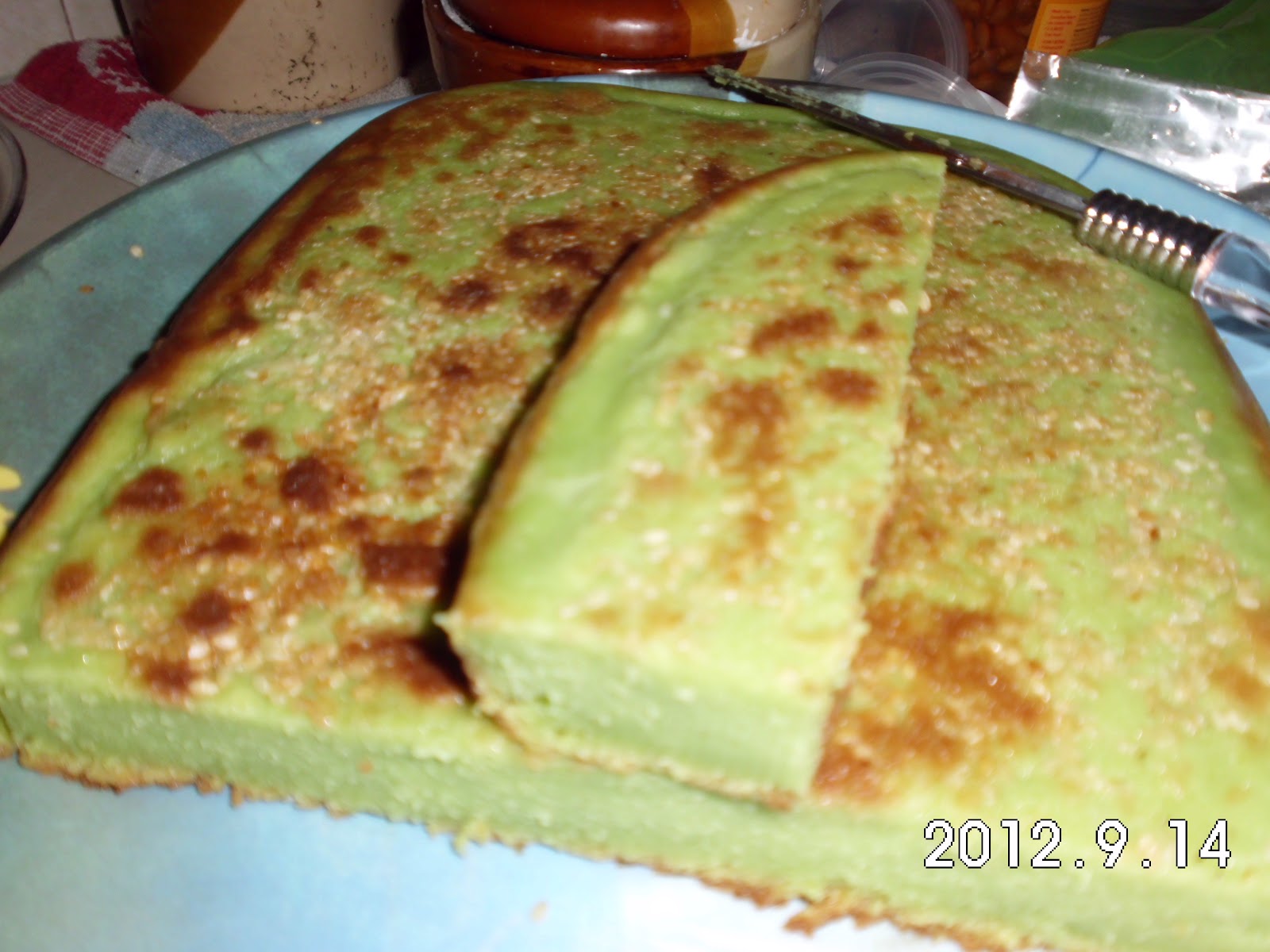 After 5.30 pm: buat kuih bakar a.k.a bingka dengan 