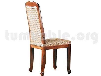 silla asiento rattan en teca 4121