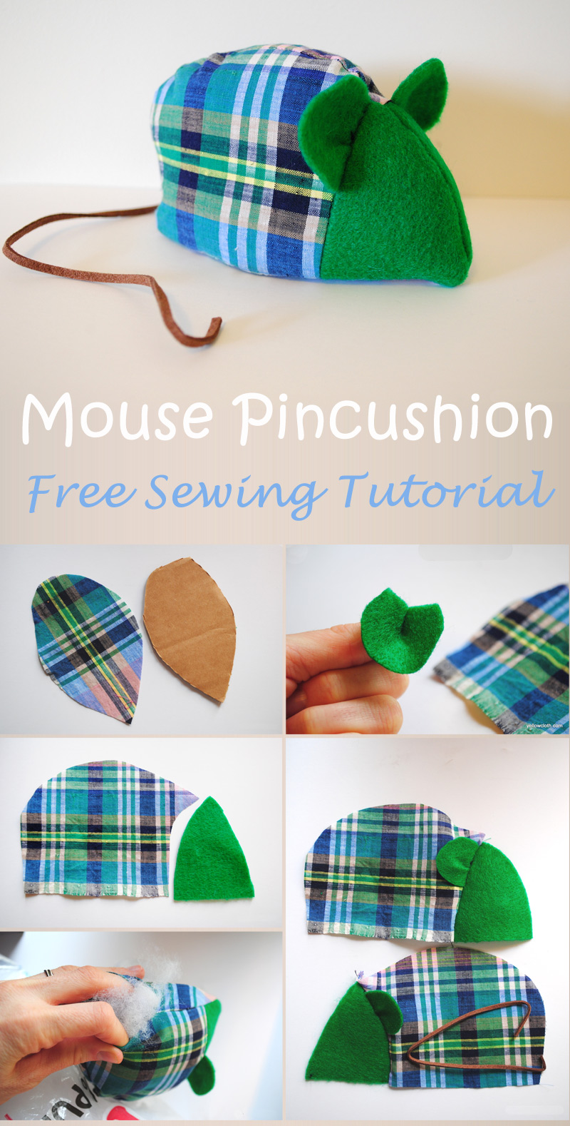 Mouse Pincushion Free Sewing Tutorial