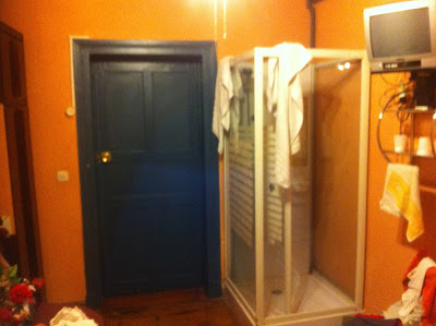 In all my travels, I've never seen a shower in the bedroom like this