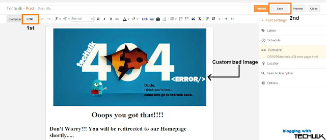 How to make 404 error page on blogger.