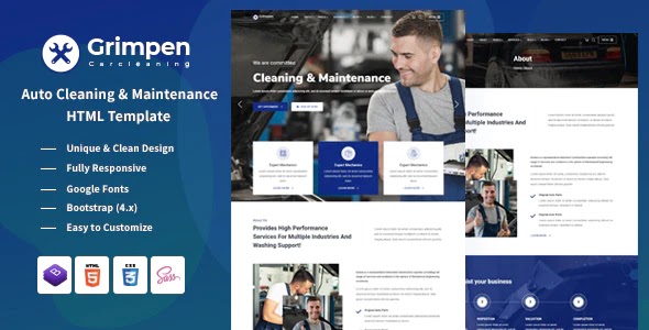 Auto Cleaning & Maintenance HTML Template