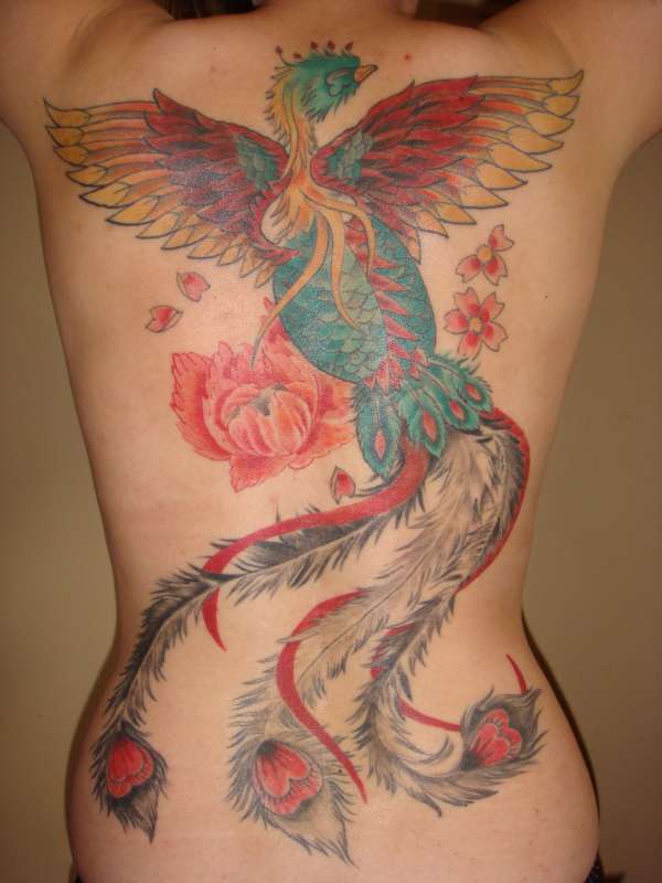 Phoenix Tattoo Designs in Back 3