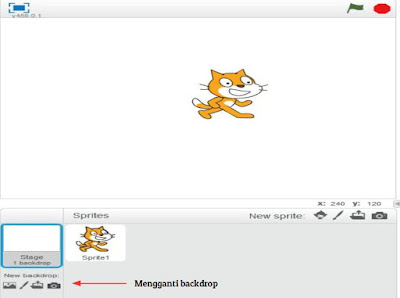 cara mengubah backdrop pada aplikasi pemrograman scratch