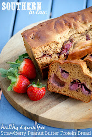 Gluten Free Strawberry Peanut Butter Protein Bread Recipe  high protein, low fat, low carb, gluten free, clean eating friendly, grain free, low fat, gluten free, peanut flour recipes, protein muffins