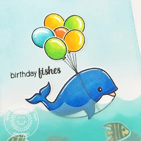 Sunny Studio Stamps: Oceans Of Joy Sea Creature Birthday Fishes Card by Amy Yang