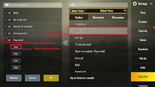 Cara Mengatur Quick Chat di PUBG Mobile, Menambahkan Kata Di quick chat, menganti quick chat, 