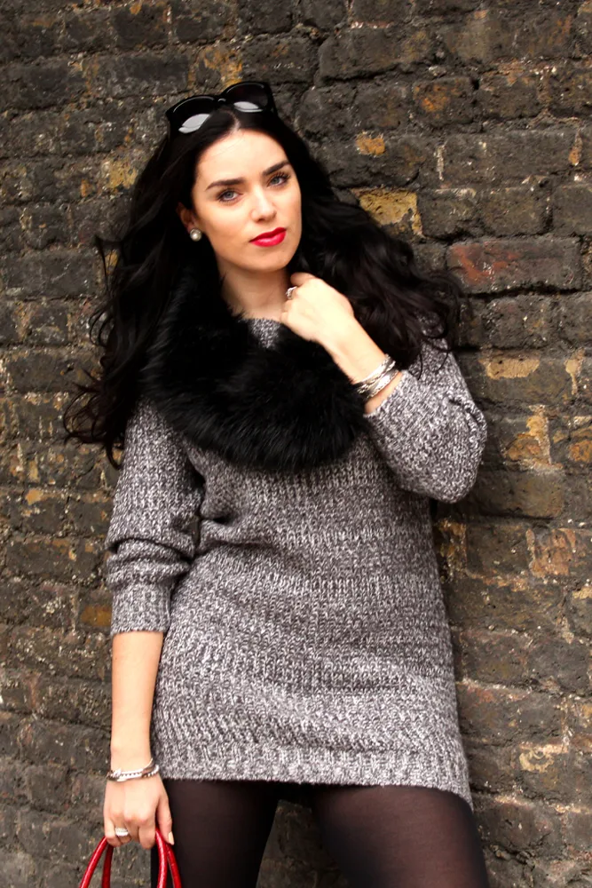 Emma Louise Layla in cosy grey knitwear - London fashion blogger