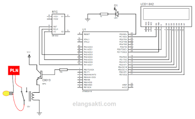 Rangkaian Timer digital dengan ATMega16A untuk lampu otomatis