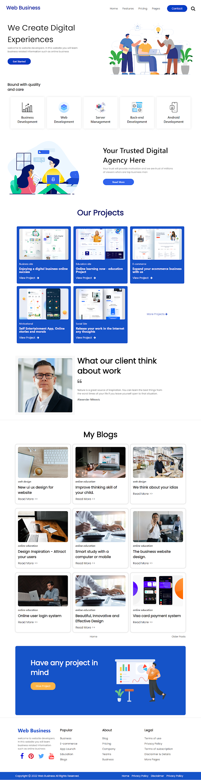 Web business blogger template