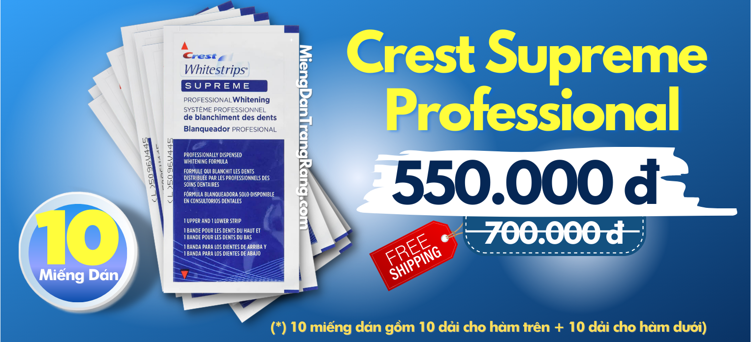 Miếng dán trắng răng Crest Supreme Professional