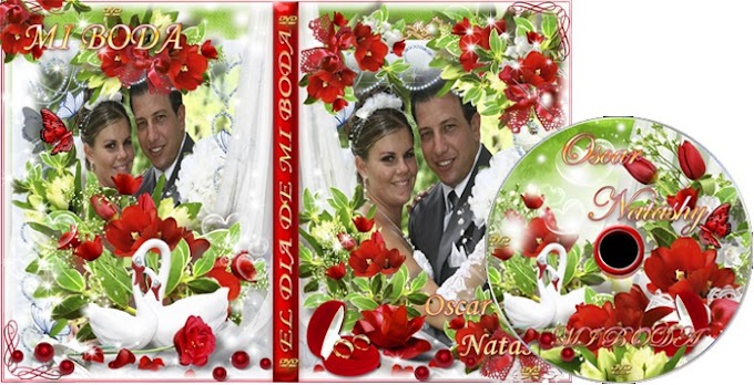 Plantilla pre-diseñada para crear portada y caratula del disco DVD matrimonial floral