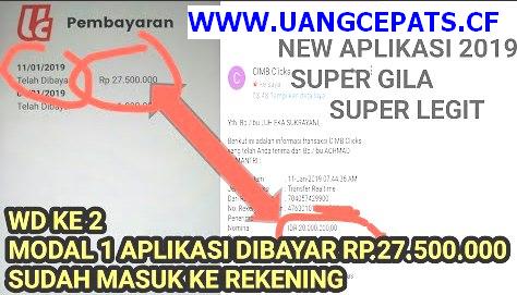 bukti aplikasi android penghasil uang bayaran termahal uangcepats sebesar 27juta