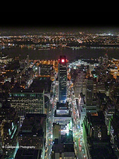 New York at Night - Bird's eye view towards the East River