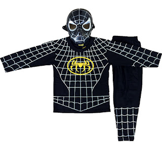 Baju Anak Kostum Topeng Superhero Spiderman Hitam