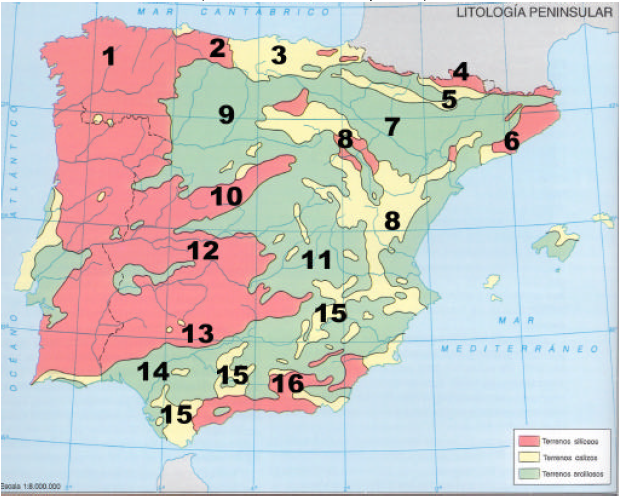 Resultado de imagen de mapa litología españa