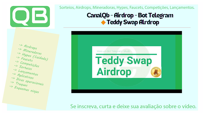 CanalQb - Airdrop - Bot Telegram - 🔶 Teddy Swap Alrdrop - Finalizado