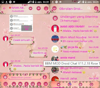 BBM MOD Droid Chat V11.2.18 Rose Theme Base BBM V3.0.0.18 Apk