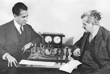 Photo of Capablanca and Lasker, Moscow, 1925