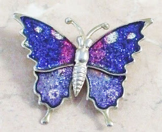 Blue enamel butterfly brooch