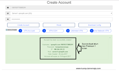 Succes buat Akun VPN Premium