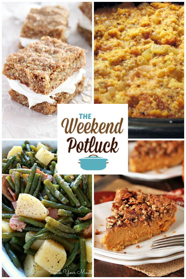 A virtual recipe swap with Oatmeal Creme Bars, Slow Cooker Cornbread Dressing, Green Beans & Potatoes, Pecan Streusel Pumpkin Pie and more!