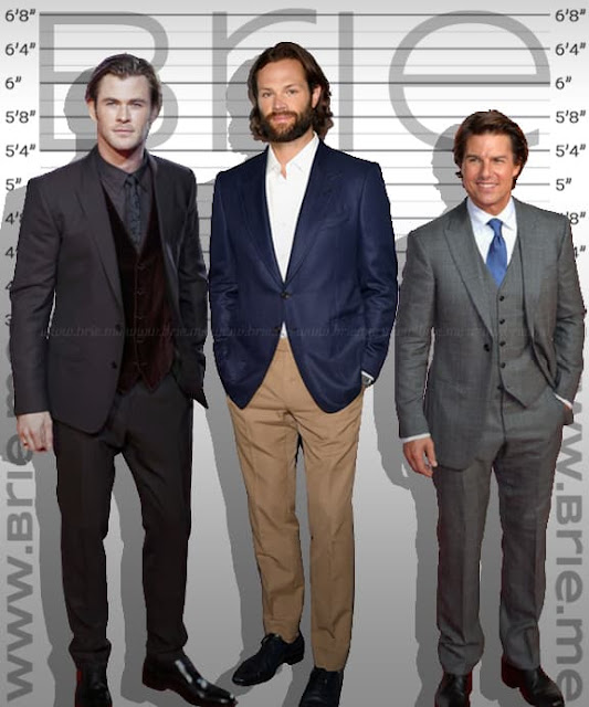 Jared Padalecki standing with Chris Hemsworth and Tom Cruise