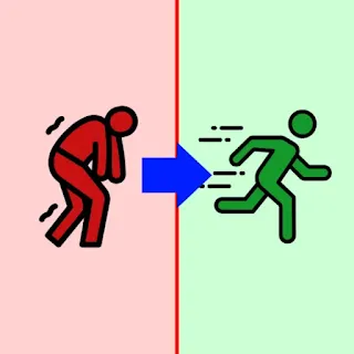 지구력이 부족해서 지친 사람과 지구력에 효능이 있는 옥타코사놀을 섭취하고 체력이 증가한 사람 비교
