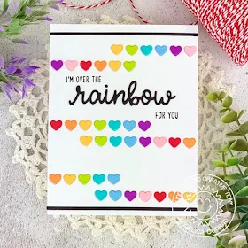 Sunny Studio Stamps: Heartstrings Border Die Rainbow Word Die Over The Rainbow Everyday Card by Angelica Conrad