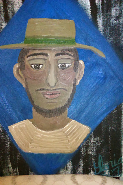 Puerto Rican man for ethnic series of oil paintings, painted by Gloria Poole,