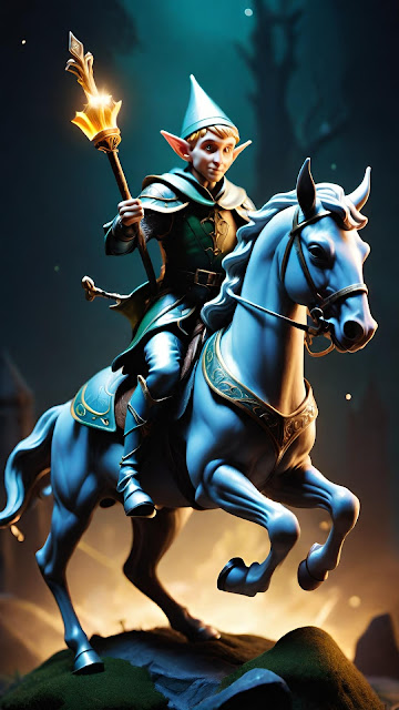 Explora la representación del Caballero de Bastos en el M.E.T. Maximir Elf Tarot, creada por Máximo Dárdano. Esta obra está disponible como NFT en OpenSea, simbolizando el impulso y la determinación del Caballero de Bastos.