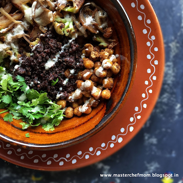 Roasted Cauliflower and Finger Millet Salad with Tahini Dressing 